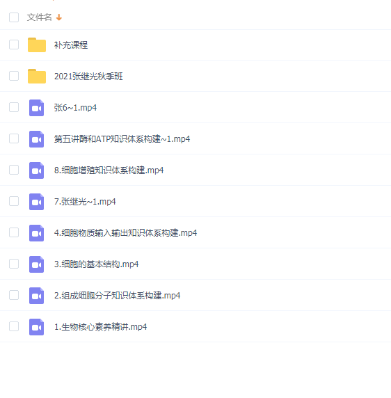 2021高考生物张继光一轮联报班